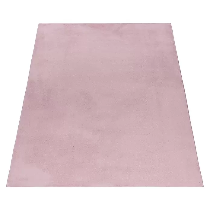 Hochflorteppich Pouffy - Rosa, 170 x 120 cm, 100 % Polyester - Weicher rosa rechteckiger Teppich.