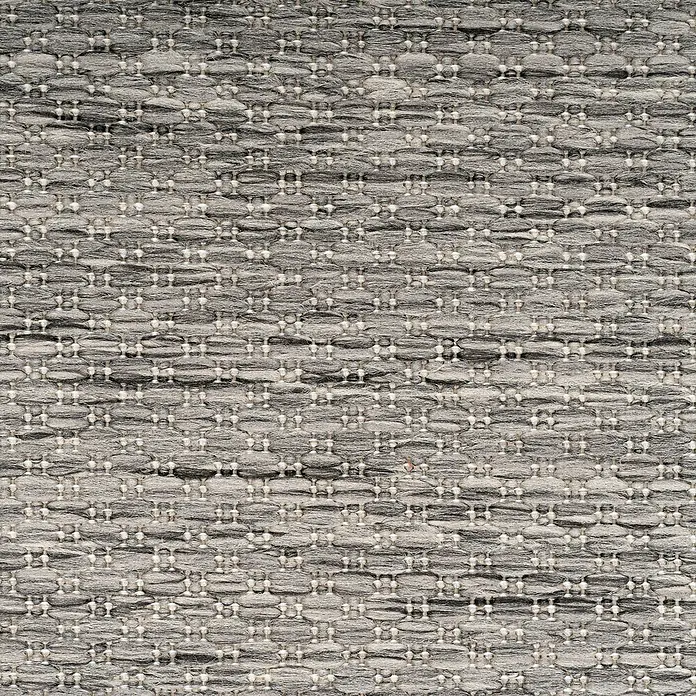 Outdoor-Teppich Relax - Grau, 200 x 140 cm, 100 % Polypropylen - Nahaufnahme eines gewebten Teppichs mit grauem Textilmuster.
