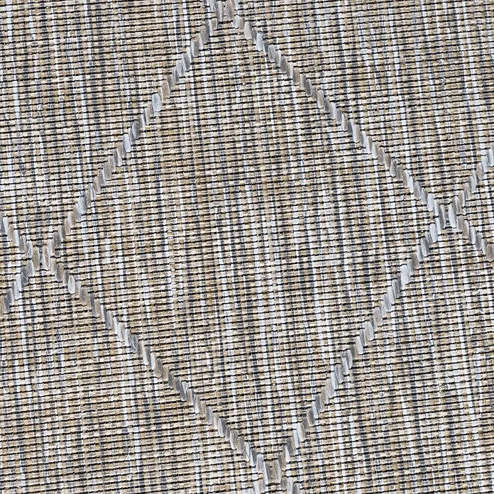 Outdoor-Teppich Zagora II - Beige, 170 x 120 cm, 100 % Polypropylen - Texturiertes Gewebe mit Rautenmuster, ideal für Möbelbezüge oder Vorhänge. Das Muster verleiht dem Stoff eine interessante Haptik.