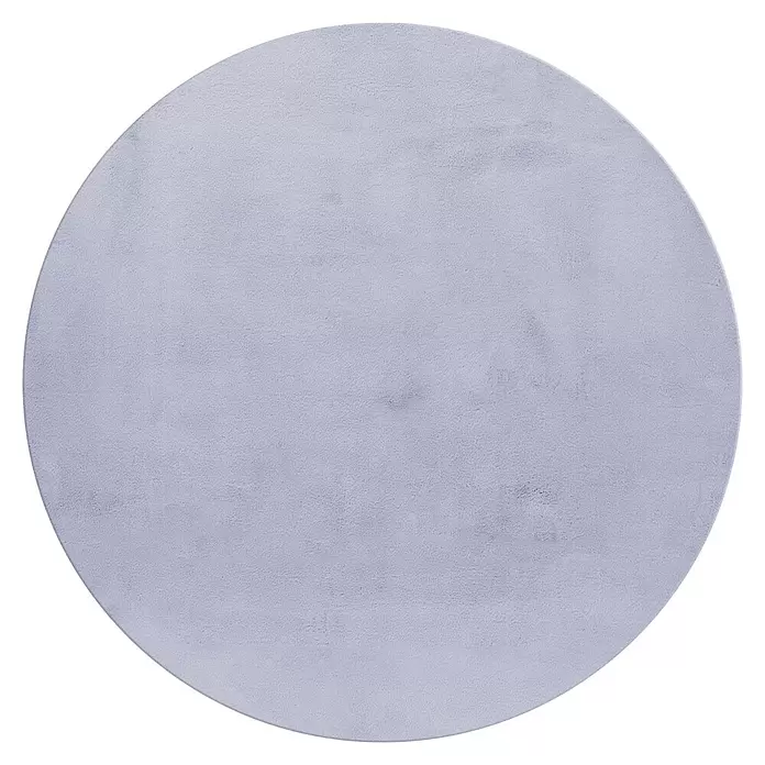 Hochflorteppich Pouffy - Silber, Durchmesser: 160 cm, 100 % Polyester - Runder, helllila, strukturierter Teppich.