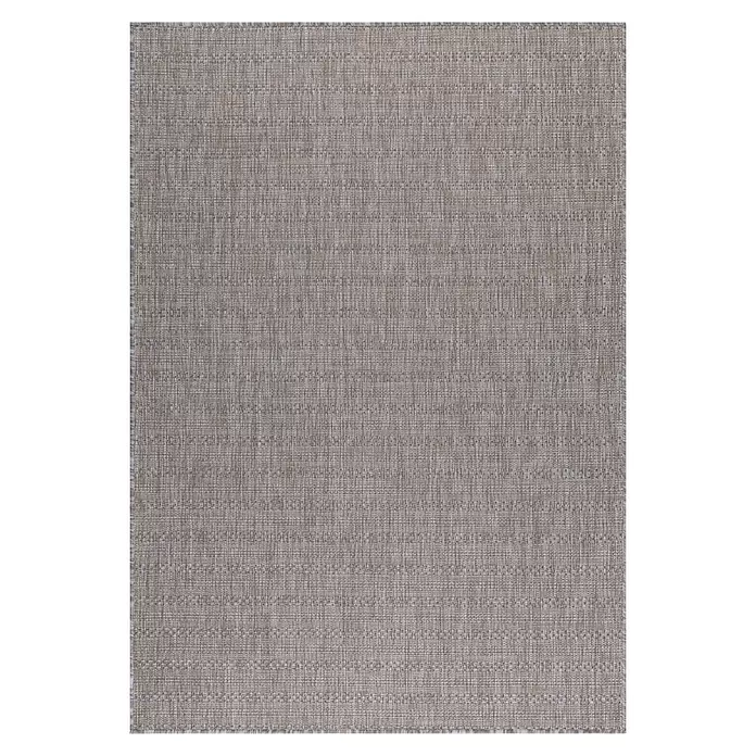 Outdoor-Teppich Zagora III - Beige, 170 x 120 cm, 100 % Polypropylen - Gewebter beiger und taupefarbener Stoff mit dezentem horizontalem Streifenmuster.