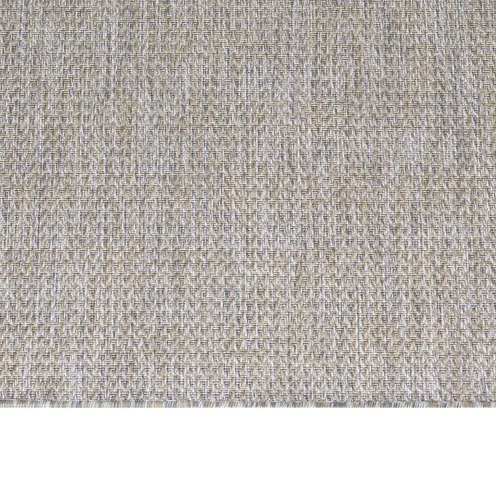Outdoor-Teppich Zagora I - Beige, 170 x 120 cm, 100 % Polypropylen - Nahaufnahme eines Teppichs mit komplexem Webmuster in neutralen Farbnuancen.