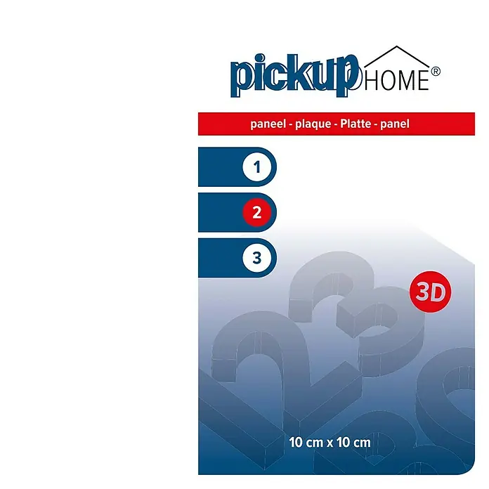 Pickup 3D Home Schild - L x B: 10 x 10 cm, Weiß - Pickup Home 3D-Wandpaneel, 10x10 cm, für eine stilvolle Wandgestaltung. Dekoratives Paneel für ein modernes Ambiente im Innenbereich.