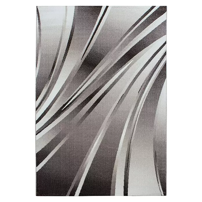Kurzflorteppich Parma 9210 - Braun, 370 x 280 cm, 100 % Polypropylen - Abstrakt gemusterter Teppich in Grau, Schwarz und Weiß mit Texturoberfläche.