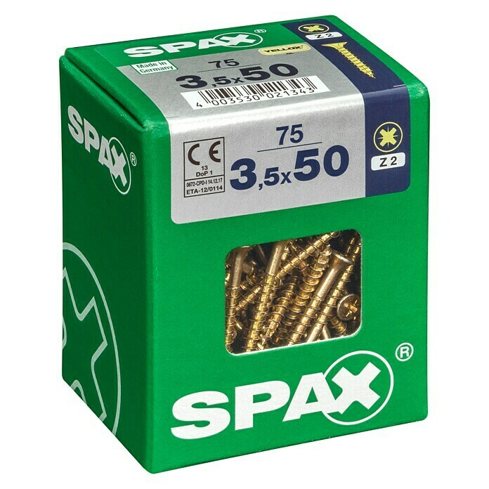 Spax Universalschraube (Ø x L: 3,5 x 50 mm, Vollgewinde, 75 Stk.)