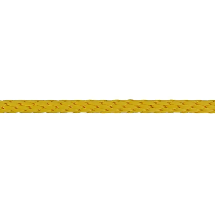 Stabilit PP-Seil MeterwareDurchmesser: 6 mm, Polypropylen, Gelb, 24-fach spiralgeflochten - Gelbes geflochtenes Seil. Ein robustes und widerstandsfähiges Produkt für verschiedene Anwendungen, ideal für den Einsatz im Freien.