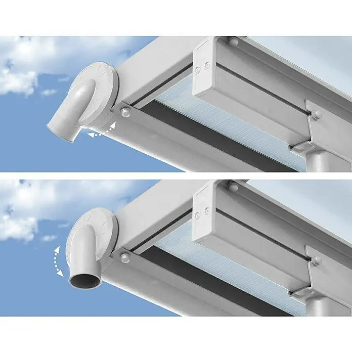 Palram – Canopia Terrassenüberdachung Olympia - B x T: 971 x 300 cm, Verkehrsweiß, Polycarbonat, Transparent - Dachrinnen-Drehmechanismus.
