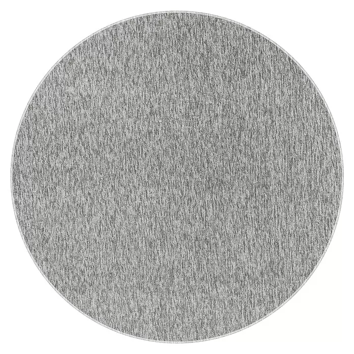 Kurzflorteppich Nizza - Hellgrau, Durchmesser: 200 cm, 100 % Polypropylen - Runder grauer melierter Teppich für den Innenbereich.