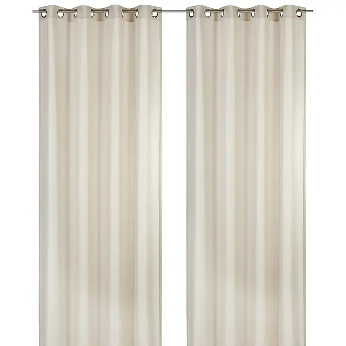 Elbersdrucke Ösenschal Lino - Beige, 140 x 255 cm, 100 % Polyester - Elegante, cremefarbene Gardinen mit Metallösen, die sanftes Licht durchlassen und jedem Raum eine warme Atmosphäre verleihen.