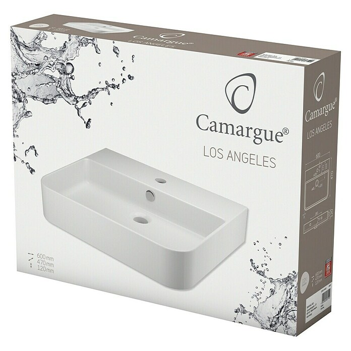 Camargue Los Angeles Waschtisch Soft (60 x 47 cm, Keramik, Weiß)