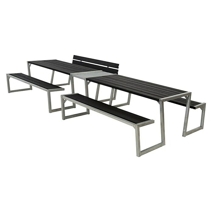 Plus Sitzgruppen-Set Zigma (6-tlg., Schwarz/Silber, Mit Rückenlehne)