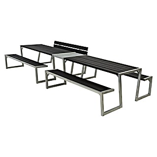 Plus Picknicktisch Zigma (6 -tlg., Schwarz/Silber, Mit Rückenlehne)