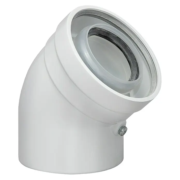 Practic Codo coaxial 45º - Diámetro: 60 mm - Codo de tubo de PVC blanco con sello, ideal para fontanería y aplicaciones de aguas residuales. Duradero y fácil de instalar.
