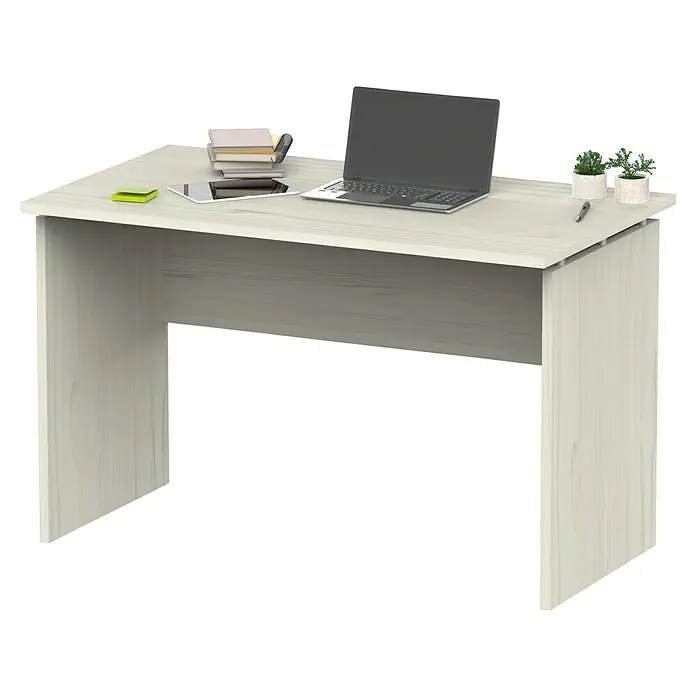 Muebles Pitarch Teide Mesa de escritorio - L x An x Al: 68 x 120 x 76 cm, Pino - Este escritorio moderno con diseño minimalista ofrece un espacio de trabajo luminoso para portátiles, tabletas y accesorios en una oficina doméstica.