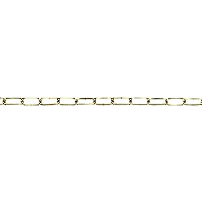 Stabilit Zierkette Meterware - Durchmesser: 2,8 mm, Stahl, Gold - Nahaufnahme einer goldenen Gliederkette, die elegant und stilvoll ist und ihre hochwertige Verarbeitung betont.
