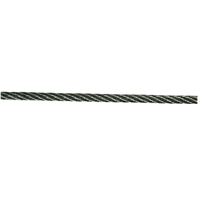 Stabilit Cable metálico a metros - Diámetro: 4 mm, Carga soportada: 180 kg, Acero inoxidable - Primer plano de un cable de acero robusto, conocido por su fuerza y resistencia. Ideal para aplicaciones pesadas de elevación y fijación.