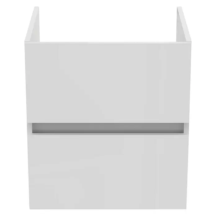 Ideal Standard Eurovit Badmöbel-Set + - 51 cm, Weiß - Weißer wandmontierter Badezimmerschrank mit zwei grifflosen Schubladen.
