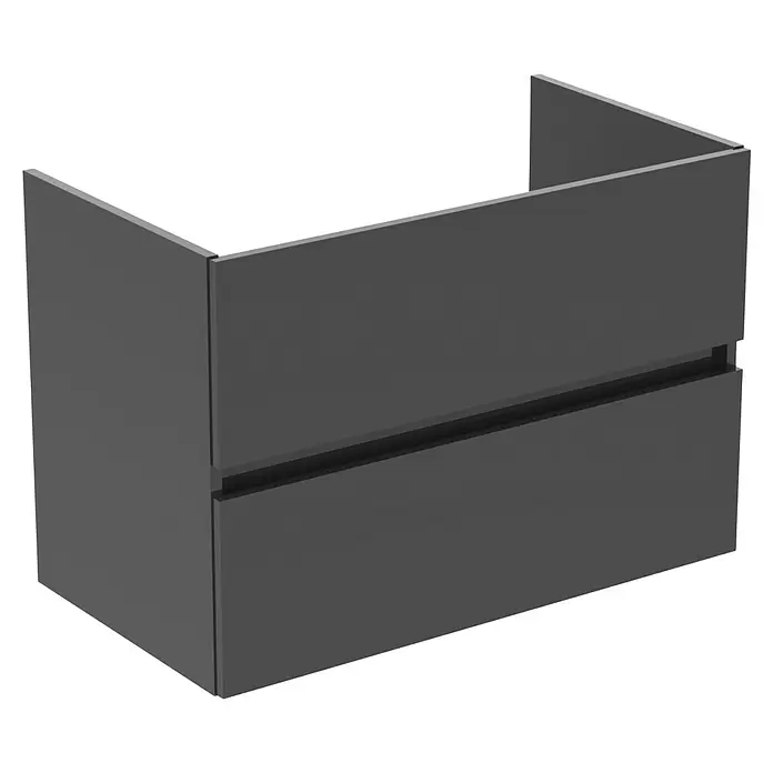 Ideal Standard Eurovit Badmöbel-Set + - 81,5 cm, Grau - Modernes dunkelgraues wandhängendes Badmöbel mit zwei Schubladen.