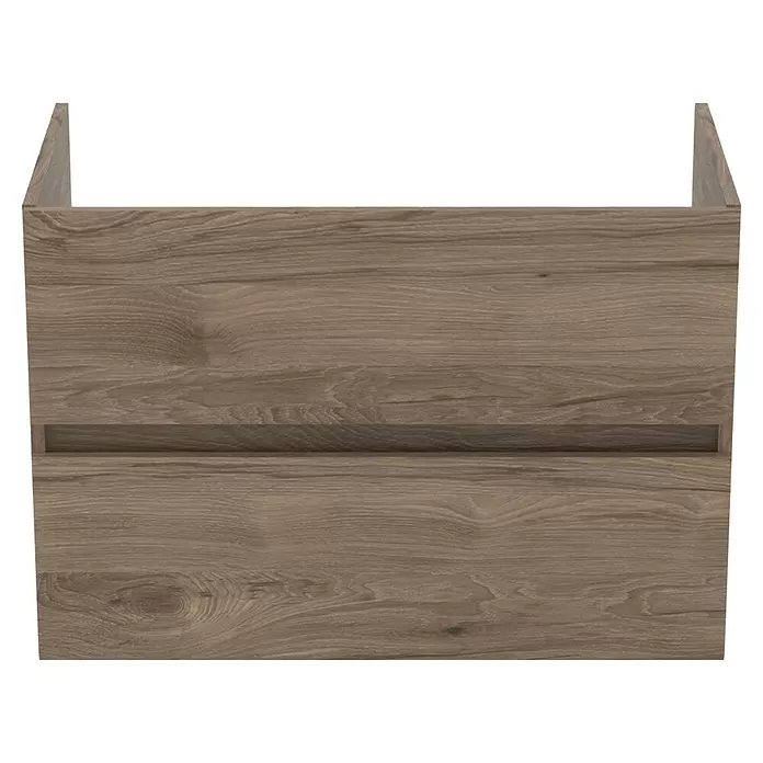 Ideal Standard Eurovit Badmöbel-Set + - 81,5 cm, Nussbaum - Wandmontierter brauner Holzschrank mit zwei Schubladenblenden.