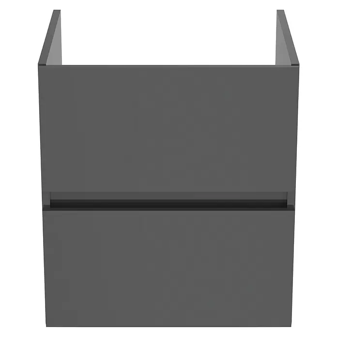 Ideal Standard Eurovit Badmöbel-Set + - 51 cm, Grau - Schlichter, dunkelgrauer, wandmontierter Badunterschrank mit zwei Schubladen.
