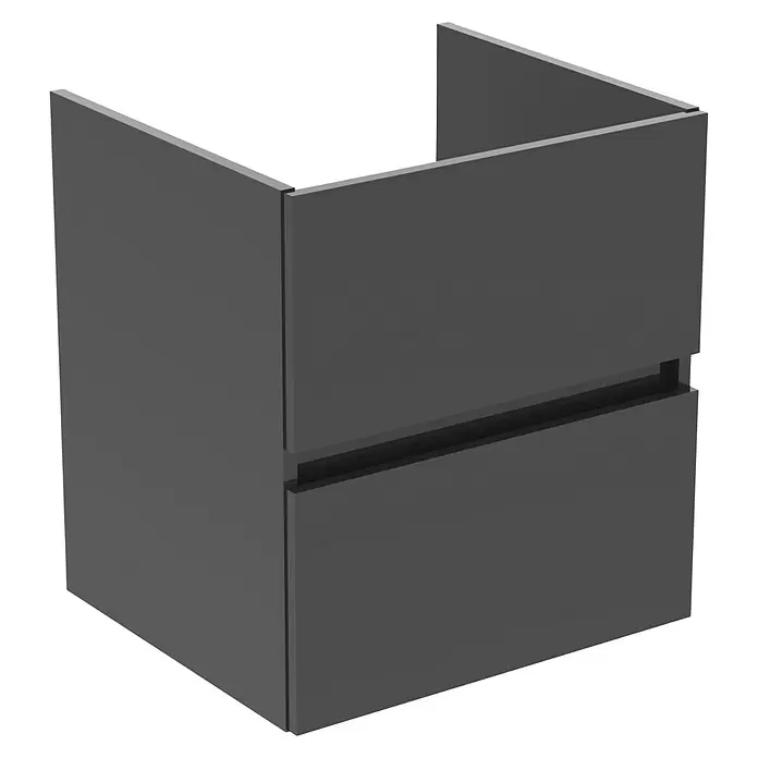Ideal Standard Eurovit Badmöbel-Set + - 51 cm, Grau - Dunkelgrauer Waschtischunterschrank mit zwei Schubladen und U-förmigem Ausschnitt für die Installation.