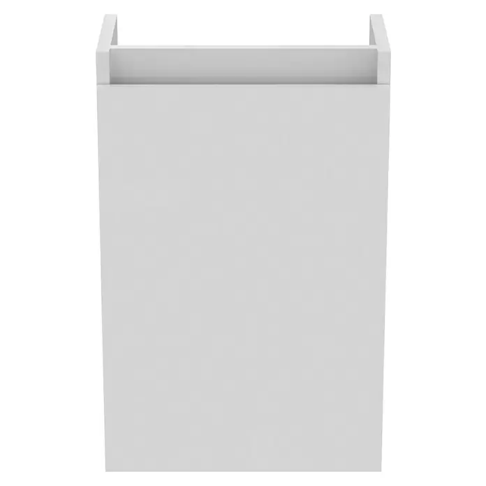 Ideal Standard Eurovit Badmöbel-Set + - 37 cm, Weiß/Schwarz, Hahnloch: Rechts - Weißes, minimalistisches Wandregal mit offener Oberseite.