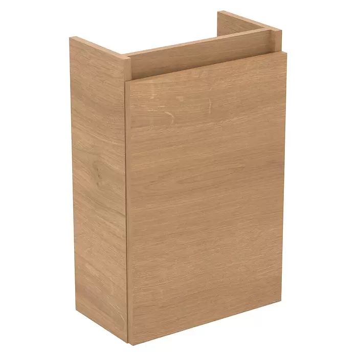 Ideal Standard Eurovit Badmöbel-Set + - 37 cm, Hamilton Eiche/Schwarz, Hahnloch: Rechts - Helle, U-förmige Holzeinlage für Schubladen und Schränke zur Organisation.