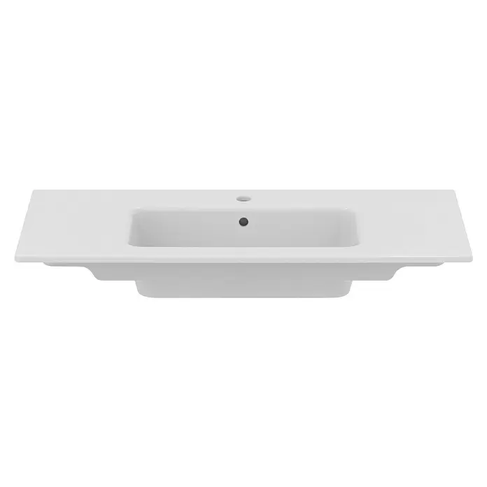 Ideal Standard Eurovit Badmöbel-Set + - 101,5 cm, Grau - Weiße Keramik-Waschtischplatte mit integriertem rechteckigem Waschbecken, inklusive Hahnloch und Überlauf.