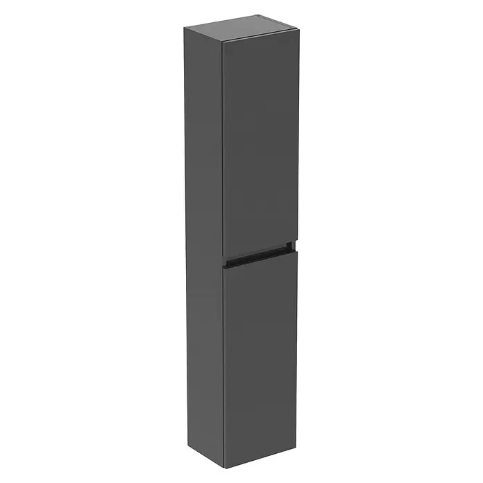 Ideal Standard Eurovit Hochschrank + - 30 x 23,6 x 150 cm, Grau - Dunkelgrauer Hochschrank mit zwei grifflosen Türen.
