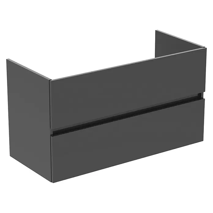Ideal Standard Eurovit Badmöbel-Set + - 101,5 cm, Grau - Dunkelgrauer wandmontierter Waschtischunterschrank mit zwei Schubladen.