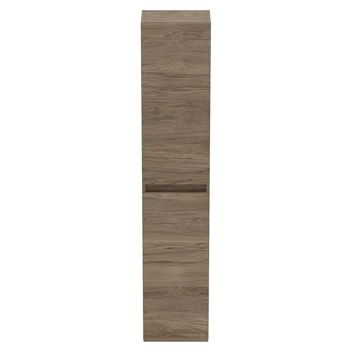 Ideal Standard Eurovit Hochschrank + - 30 x 23,6 x 150 cm, Nussbaum - Ein schlanker Holzschrank mit zwei Fächern, ideal für moderne Badezimmer. Das natürliche Holzdesign verleiht Wärme und Eleganz.