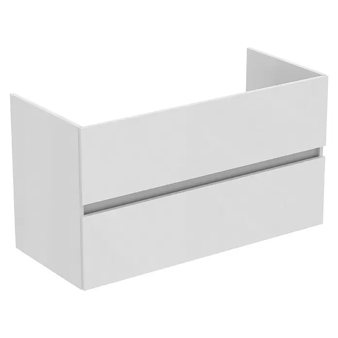 Ideal Standard Eurovit Badmöbel-Set + - 101,5 cm, Weiß - Weißes wandhängendes Schubladenelement mit zwei grifflosen Schubladen.