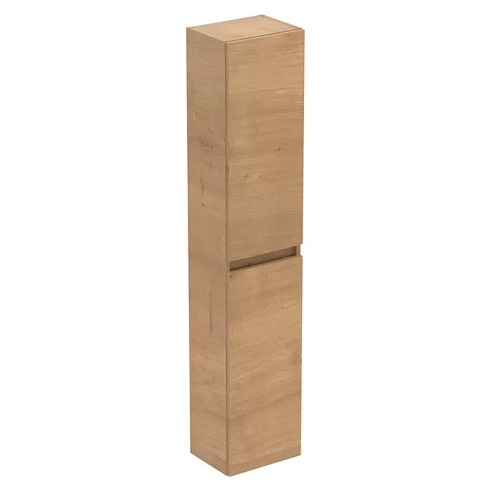 Ideal Standard Eurovit Hochschrank + - 30 x 23,6 x 150 cm, Hamilton Eiche - Hoher, hellbrauner Holzschrank mit zwei Fächern.