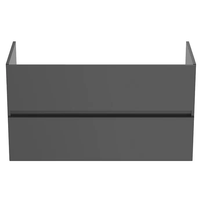 Ideal Standard Eurovit Badmöbel-Set + - 101,5 cm, Grau - Anthrazitfarbener wandmontierter Waschtischunterschrank mit zwei Schubladen.