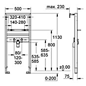 Grohe Elemento de pre-tabicado de lavabo (Recubrimiento en polvo, 7,5 x 50 x 113 cm) | BAUHAUS