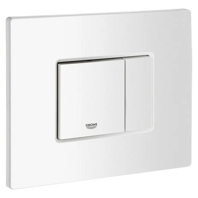 Grohe Betätigungsplatte Even - Weiß, 2-Mengen-Spülung - Das Bild zeigt eine Grohe Betätigungsplatte, ein essentielles Element für moderne Badezimmer mit einem minimalistischen Design.