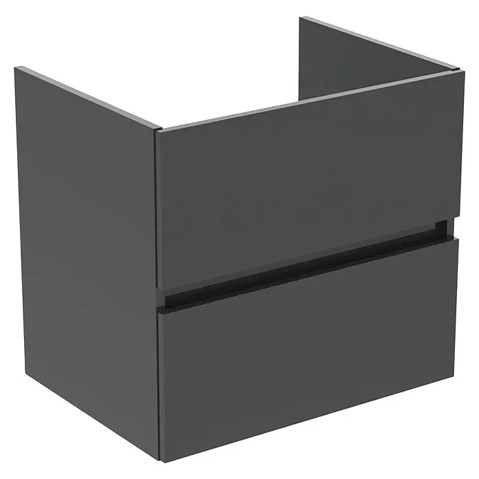 Ideal Standard Eurovit Badmöbel-Set + - 60 cm, Grau - Grauer Waschtischunterschrank mit zwei Schubladen und einem modernen Design für das Badezimmer. Ideal für mehr Stauraum.
