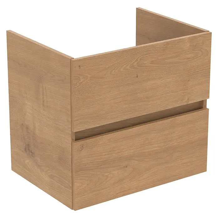 Ideal Standard Eurovit Badmöbel-Set + - 60 cm, Hamilton Eiche - Elegantes, holzfarbenes Unterschrankelement mit Schublade für Badezimmer, das stilvolles Design und Funktionalität vereint.