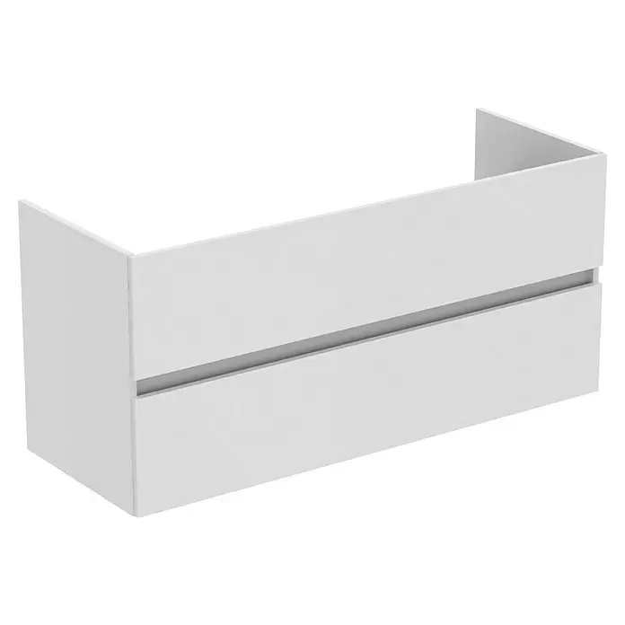 Ideal Standard Eurovit Badmöbel-Set + - 121,5 cm, Weiß, Farbe Waschbecken: Weiß, Anzahl Schubladen: 2 Stk. - Weißer wandmontierter Badunterschrank mit zwei Schubladen und integrierten Griffleisten.