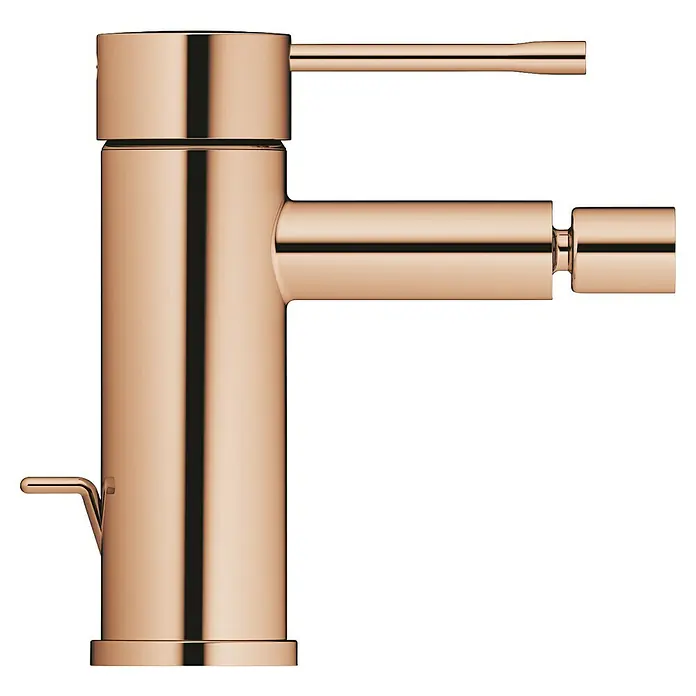 Grohe Essence New Bidetarmatur - Warm Sunset, Glänzend - Nahaufnahme einer eleganten Kupferarmatur, die Design und Funktionalität vereint.