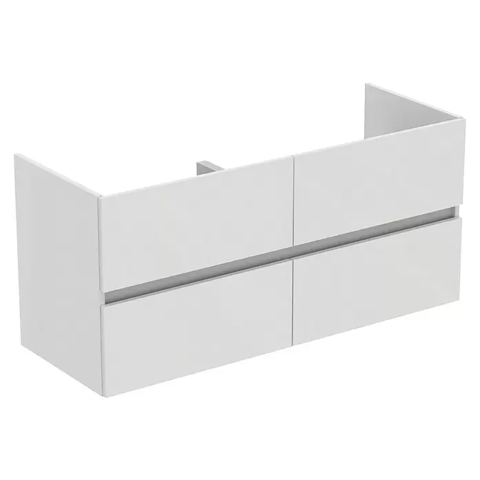 Ideal Standard Eurovit Badmöbel-Set + - 121,5 cm, Weiß, Farbe Waschbecken: Weiß, Anzahl Schubladen: 4 Stk. - Weißer wandmontierter Badezimmer-Waschtischunterschrank mit zwei Schubladen.
