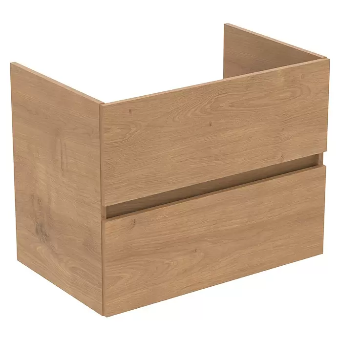 Ideal Standard Eurovit Badmöbel-Set + - 71 cm, Hamilton Eiche - Heller Holz-Badmöbel-Unterschrank mit zwei Schubladen.