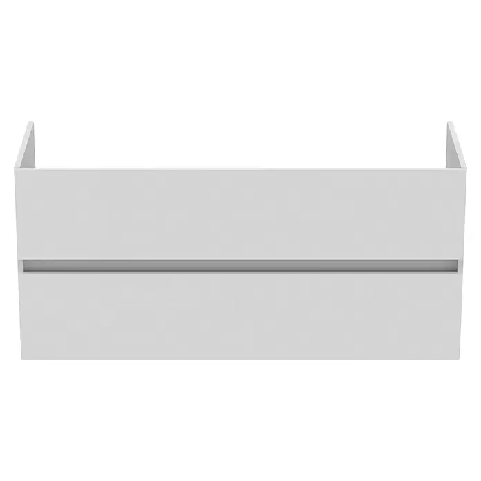Ideal Standard Eurovit Badmöbel-Set + - 121,5 cm, Weiß, Farbe Waschbecken: Weiß, Anzahl Schubladen: 2 Stk. - Weißes, minimalistisches Wand-Aufbewahrungsmöbel mit zwei Schubladenfronten und integriertem Griff.
