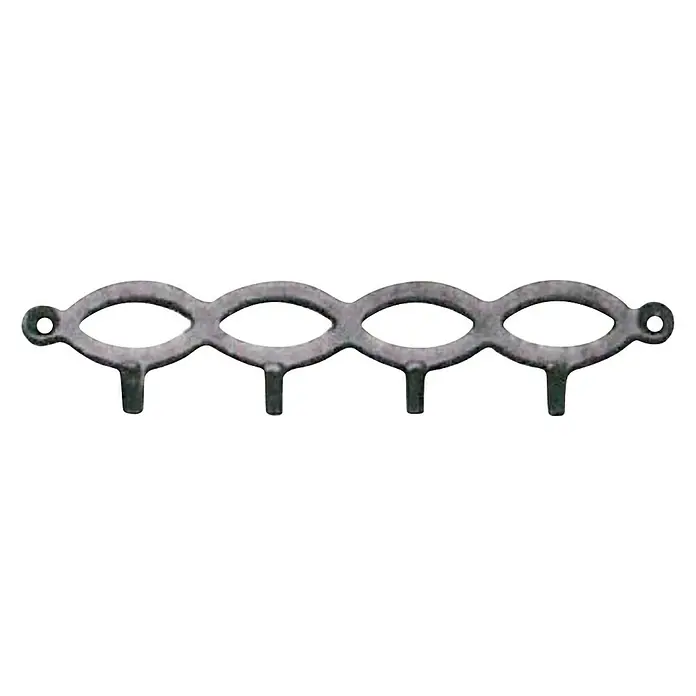 Häfele Colgador para llaves - L x An x Al: 170 x 150 x 5 mm, Aluminio, Negro - Perchero de pared metálico con cuatro ganchos y agujeros ovalados para colgar chaquetas, sombreros o llaves.