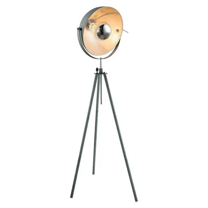 Globo Miram Stehleuchte - Höhe: 179 cm - Studioleuchte im industriellen Design. Die Stehlampe mit Tripod-Stativfuß sorgt für eine stimmungsvolle Beleuchtung im Raum.