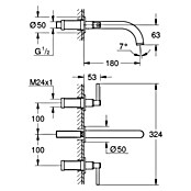 Grohe Atrio Wand-Waschtischarmatur 2 (3-Loch, Chrom, Glänzend)