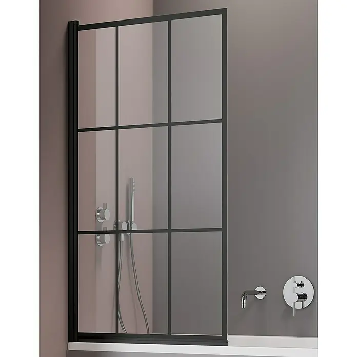 Corniche Badewannenaufsatz Göteborg - B x H: 80 x 140 cm, 1 Stk., Schwarz - Elegante Duschwand mit schwarzem Rahmen und klarem Glas. Das moderne Design verleiht jedem Badezimmer Stil und Funktionalität.