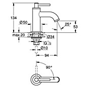 Grohe Atrio Standventil XS-Size (Ohne Zugstange, Hard Graphite, Matt)