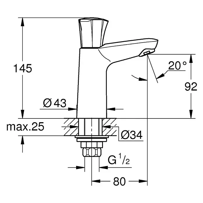 Grohe Costa Kaltwasser-StandventilChrom, Glänzend, Höhe: 14,5 cm