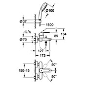 Grohe Eurostyle Cosmopolitan Badewannenarmatur (Mit Handbrause, Chrom, Glänzend) | BAUHAUS